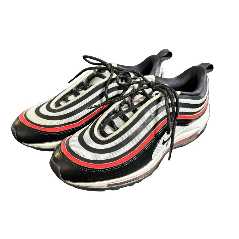 Nike Air Max 97 Black White Red Croc Print Sneakers Chicago Bulls Shoes Womens 8